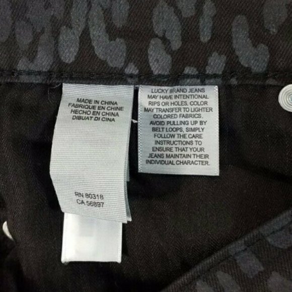 Lucky Brand Charlie Skinny Black Gray Cheetah Print Skinny Jeans Womens 0R/25 - Picture 10 of 12